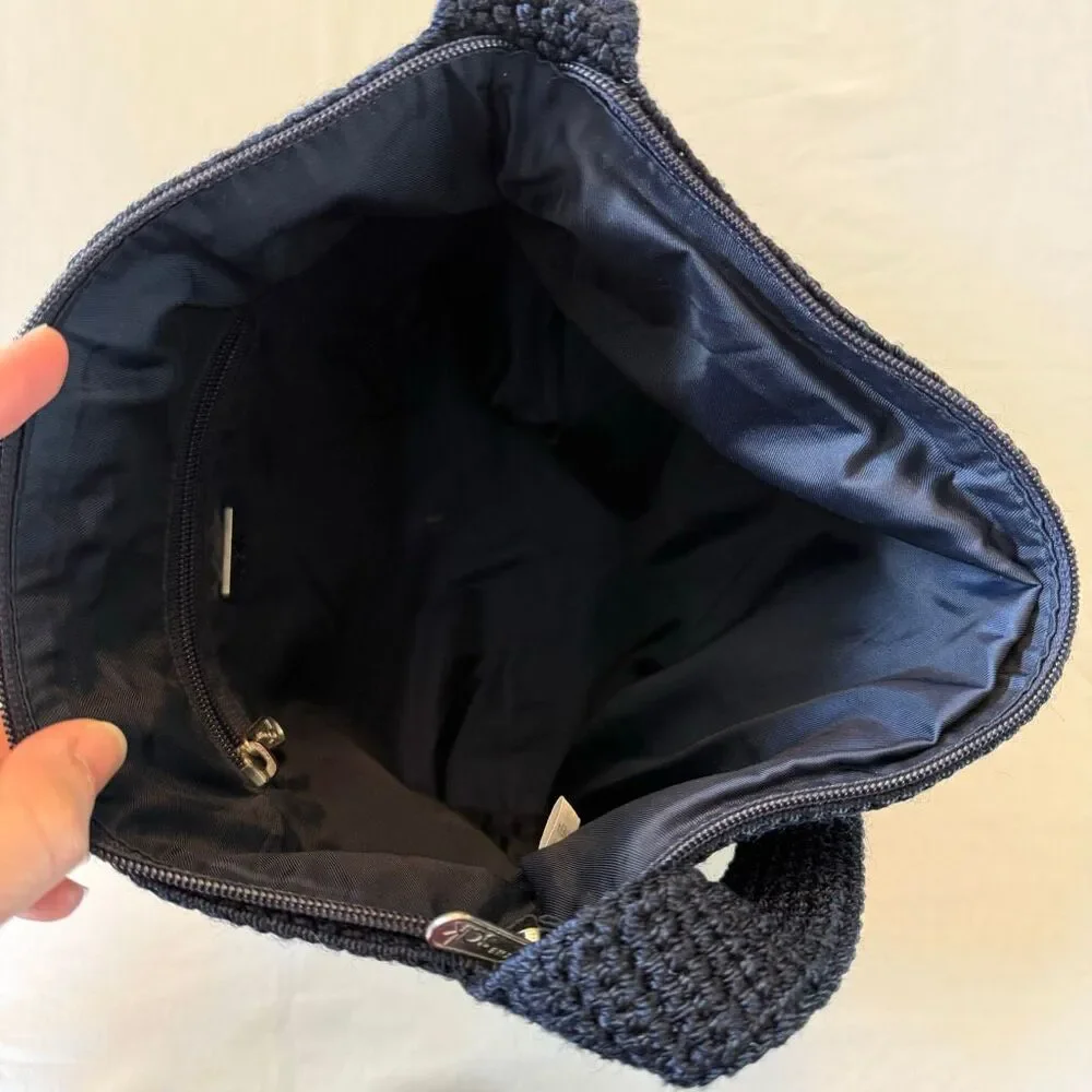 The Sak Navy Blue Crochet Shoulder Bag | Knit Hobo Purse | Zipper Closure - Picture 12 of 12